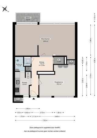 Floorplan - Damsterdiep 139, 9713 EB Groningen